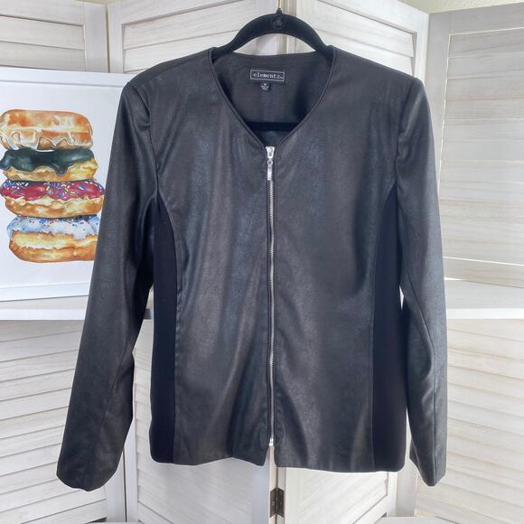 Elementz black faux leather zip up jacket - Picture 6 of 11